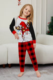 Conjunto de pijamas de Navidad con pantalones a cuadros de manga larga en negro y rojo