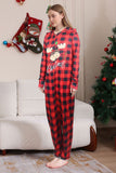 Pijamas familiares a juego con cuadros estampados de ciervo rojo