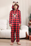 Pijamas familiares a juego con cuadros estampados de ciervo rojo