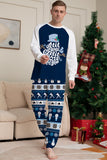 Conjunto de pijamas de Navidad estampados con pantalones a rayas de manga larga azul oscuro
