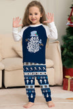 Conjunto de pijamas de Navidad estampados con pantalones a rayas de manga larga azul oscuro