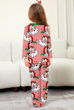 Conjunto de pijamas navideños estampados de manga larga a rayas rojas