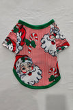 Conjunto de pijamas navideños estampados de manga larga a rayas rojas