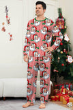 Conjunto de pijamas navideños estampados de manga larga a rayas rojas