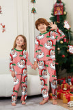 Conjunto de pijamas navideños estampados de manga larga a rayas rojas