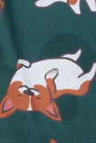 Pijamas familiares de manga corta estampados de perro verde oscuro a juego