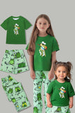 Pijamas familiares de manga corta con estampado de rana verde a juego