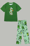 Pijamas familiares de manga corta con estampado de rana verde a juego