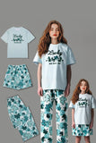 Pijamas familiares de manga corta estampados en azul claro a juego