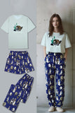 Pijamas familiares a juego con estampado de animales verde claro