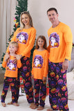 Pijamas de Halloween de manga larga de manga larga estampados en naranja