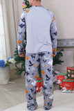 Pijamas de Halloween familiares de manga larga estampados grises