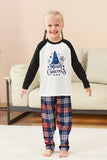 Pijamas de Navidad familiares con estampado de árbol en blanco y negro
