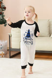 Pijamas de Navidad familiares con estampado de árbol en blanco y negro