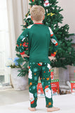 Pijamas de Navidad Familiares de Manga Larga con Estampado de Santa Verde Oscuro