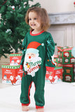Pijamas de Navidad Familiares de Manga Larga con Estampado de Santa Verde Oscuro