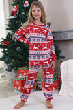 Pijamas de Navidad familiares con estampado rojo de invierno