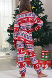 Pijamas de Navidad familiares con estampado rojo de invierno