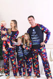 Conjuntos de pijamas de Navidad a juego con estampado de árbol de luces navales