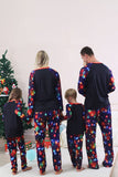 Conjuntos de pijamas de Navidad a juego con estampado de árbol de luces navales
