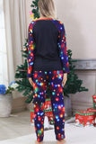 Conjuntos de pijamas de Navidad a juego con estampado de árbol de luces navales