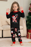 Conjuntos de pijamas a juego con estampado de Santa Claus en negro