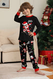 Conjuntos de pijamas a juego con estampado de Santa Claus en negro
