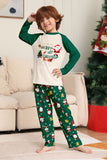Conjuntos de pijamas a juego con estampado navideño verde oscuro para la familia de Santa