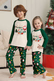 Conjuntos de pijamas a juego con estampado navideño verde oscuro para la familia de Santa