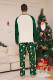 Conjuntos de pijamas a juego con estampado navideño verde oscuro para la familia de Santa
