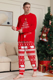 Pijamas de Navidad a juego de manga larga con árbol estampado rojo