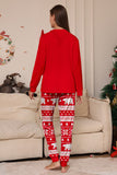 Pijamas de Navidad a juego de manga larga con árbol estampado rojo