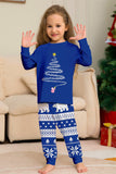 Pijamas de Navidad a juego de manga larga con árbol estampado rojo