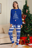 Pijamas de Navidad a juego de manga larga con árbol estampado rojo