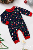 Conjunto de pijamas a juego con estampado de feliz Navidad en azul marino