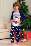 Pijamas de Navidad a juego con estampado de muñeco de nieve gris azul