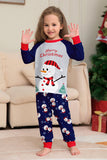 Pijamas de Navidad a juego con estampado de muñeco de nieve gris azul