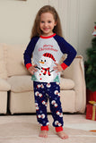 Pijamas de Navidad a juego con estampado de muñeco de nieve gris azul