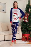 Pijamas de Navidad a juego con estampado de muñeco de nieve gris azul