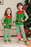 Conjunto de pijama a juego familiar con estampado de rayas horizontales verdes