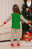 Conjunto de pijama a juego familiar con estampado de rayas horizontales verdes