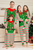 Conjunto de pijama a juego familiar con estampado de rayas horizontales verdes