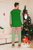 Conjunto de pijama a juego familiar con estampado de rayas horizontales verdes