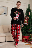 Conjunto de pijamas a juego con estampado de copos de nieve de reno rojo negro para Navidad