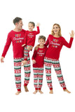 Pijamas familiares de manga larga con estampado navideño rojo a juego