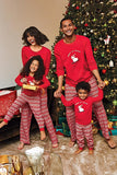 Pijamas de Navidad de manga larga a juego con estampado rojo