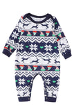 Pijamas a juego con estampado de reno azul marino para la familia