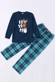 Pijamas de Navidad Estampados en Navidad Azul Oscuro a Juego Familiar