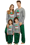 Conjunto de pijamas a juego para la familia con estampado a cuadros gris verde