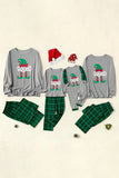 Conjunto de pijamas a juego para la familia con estampado a cuadros gris verde